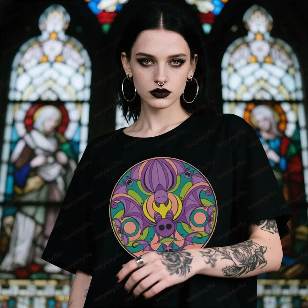 Stained Glass Bat T-Shirt Halloween Flying Bat Shirt Gothic Spooky Tee Tops Goth Aesthetic Women Crewneck Cotton Short Sleeve
Stained Glass Bat T-Shirt Halloween Flying Bat Shirt Gothic Spooky Tee Tops Goth Aesthetic Women Crewneck Cotton Short Sleeve