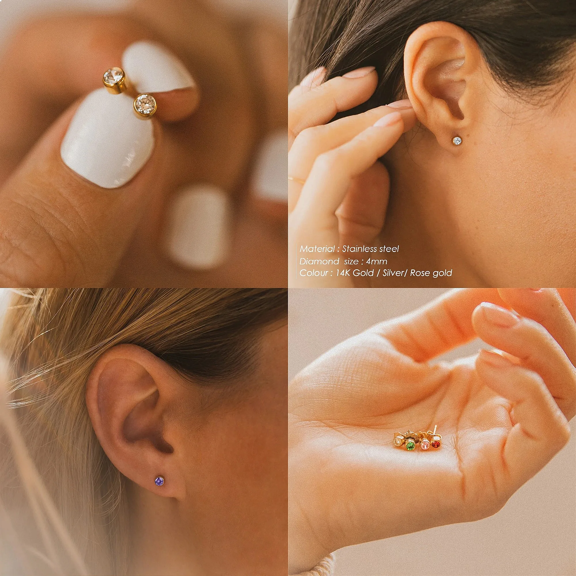 316 Stainless Steel Birthstone Ear Stud Push-Back Earrings for Baby & Women Gift
316 Stainless Steel Birthstone Ear Stud Push-Back Earrings for Baby & Women Gift