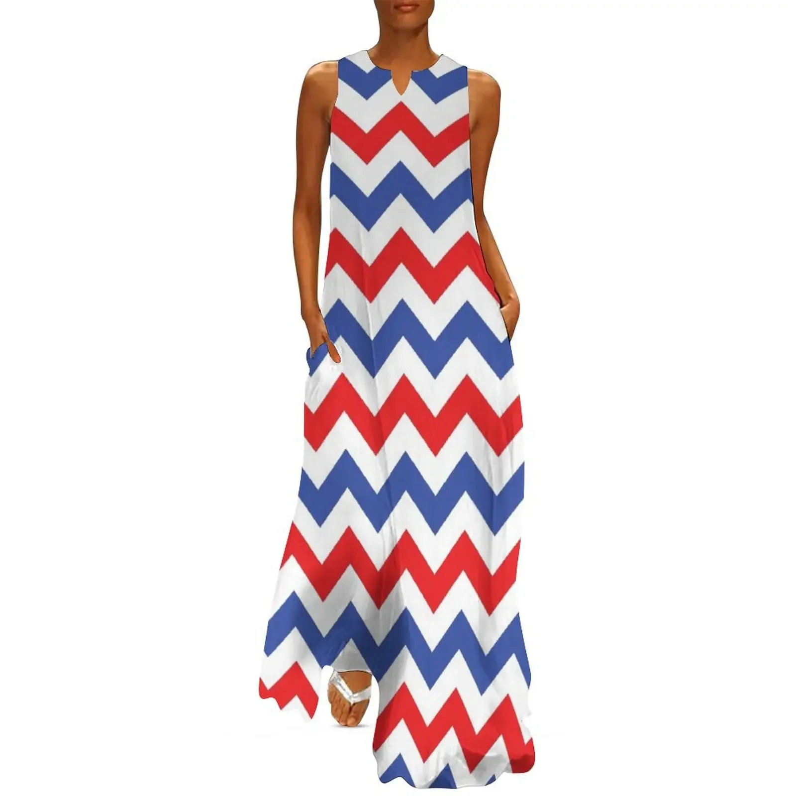 Red White Blue Chevron Pattern Long Dress summer clothes women formal occasion dresses Dress
Red White Blue Chevron Pattern Long Dress summer clothes women formal occasion dresses Dress