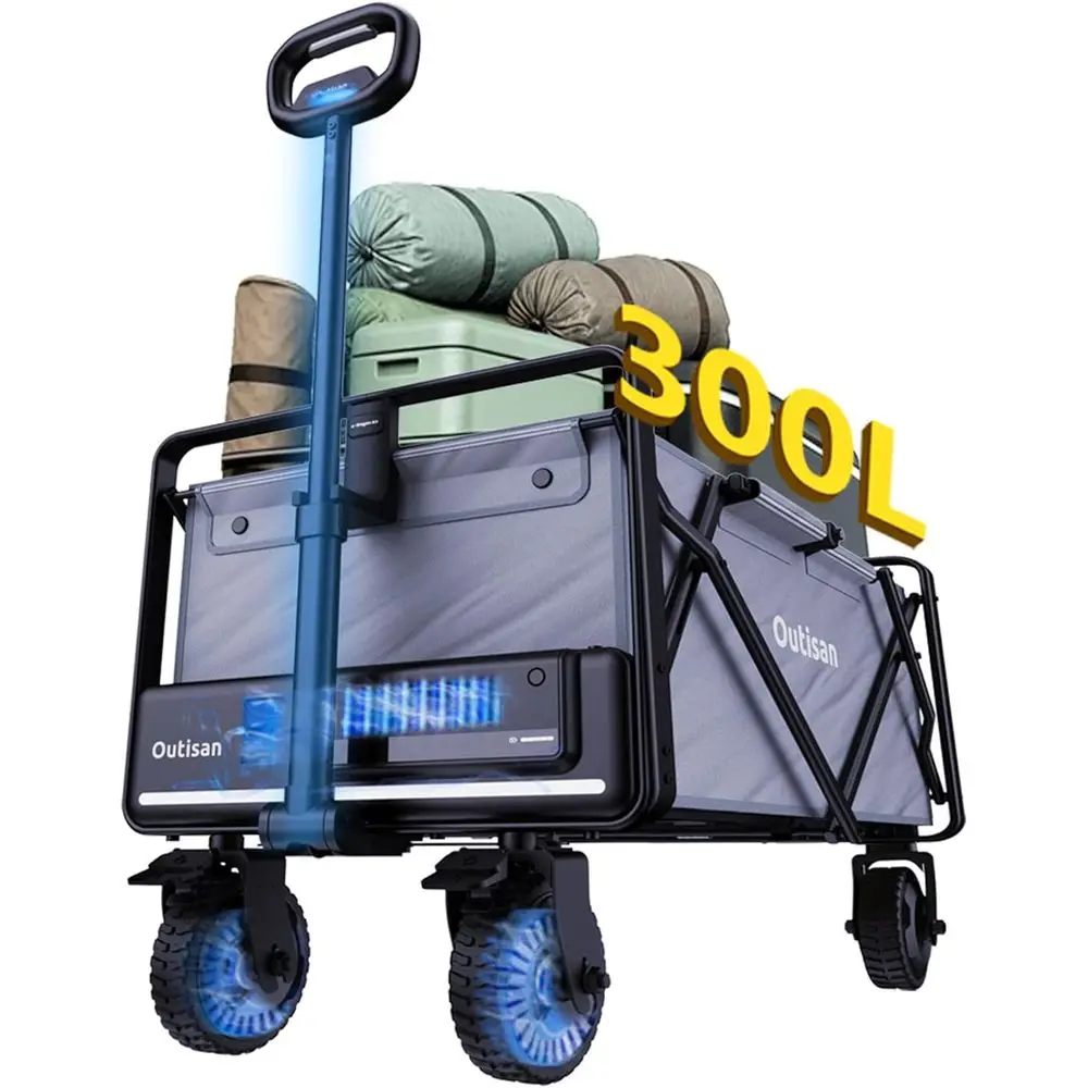 300LB Capacity Electric Wagon Cart with Dual Motors, 9-Mile Range, Swappable Battery, 3-Sec Collapse for Utility and Camping, Gr
300LB Capacity Electric Wagon Cart with Dual Motors, 9-Mile Range, Swappable Battery, 3-Sec Collapse for Utility and Camping, Gr