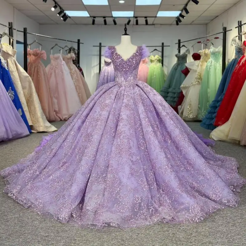 Блестящее платье Quinceanera с глубоким фиолетовым вырезом и открытыми плечами по индивидуальному заказу, тюлевое платье с пайетками и аппликацией, платья de 15, Quinceanera
Блестящее платье Quinceanera с глубоким фиолетовым вырезом и открытыми плечами по индивидуальному заказу, тюлевое платье с пайетками и аппликацией, платья de 15, Quinceanera