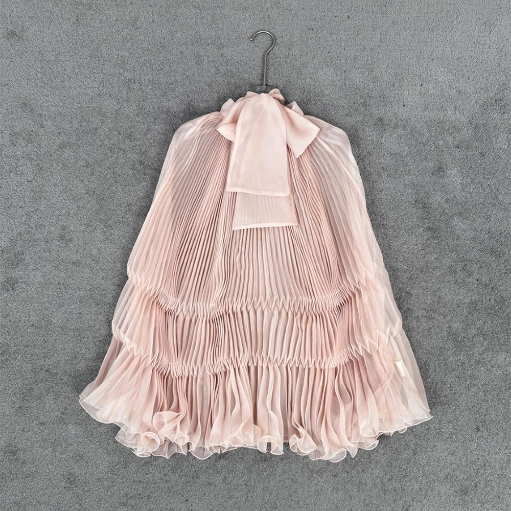 Women Elegant Pink Chiffon Pleated Blouse Bow Tie Neck Ruffle Cape Top Sheer Flowy Layered Summer Party Cover Up 2026 New Y2k
Women Elegant Pink Chiffon Pleated Blouse Bow Tie Neck Ruffle Cape Top Sheer Flowy Layered Summer Party Cover Up 2026 New Y2k