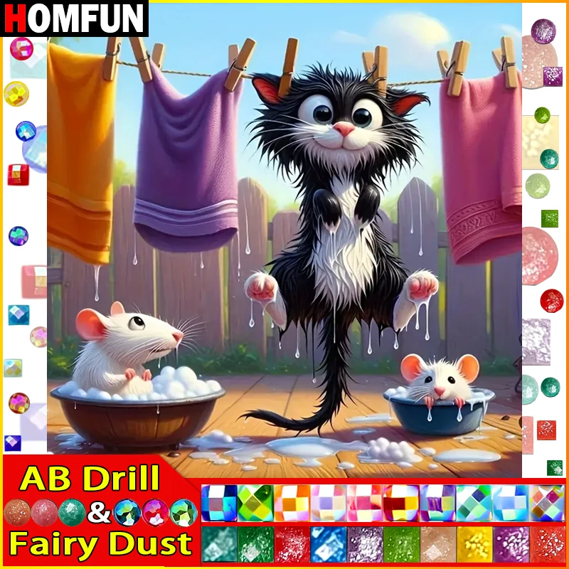 HOMFUN Fairy Dust AB Diy Full Square Round Drill 5D Diamond Painting Diamond Embroidery "Animal Cat Rat" Home Decor Gift
HOMFUN Fairy Dust AB Diy Full Square Round Drill 5D Diamond Painting Diamond Embroidery "Animal Cat Rat" Home Decor Gift