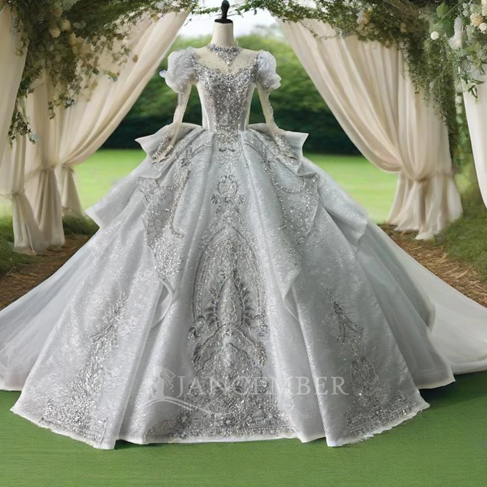 Jancember Luxury International Dresses For Women 2025 Ball Gown Full Sleeves Wedding Dress Pearls Bow Backless vestido de novia
Jancember Luxury International Dresses For Women 2025 Ball Gown Full Sleeves Wedding Dress Pearls Bow Backless vestido de novia