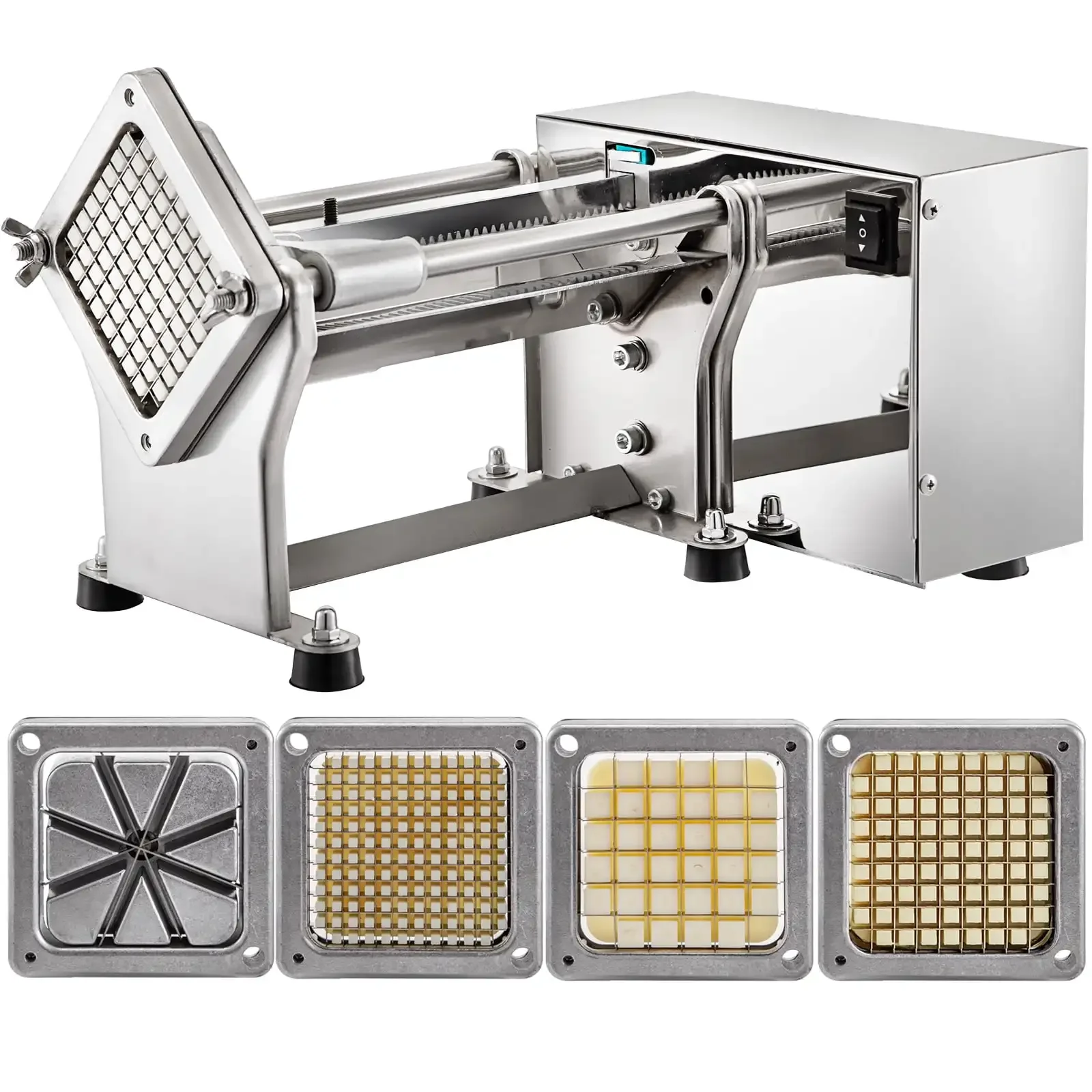 Electric French Fry Cutter with 6mm 9mm 13mm and 8-Wedge Blade Potato Chip Cutter Machine
Electric French Fry Cutter with 6mm 9mm 13mm and 8-Wedge Blade Potato Chip Cutter Machine