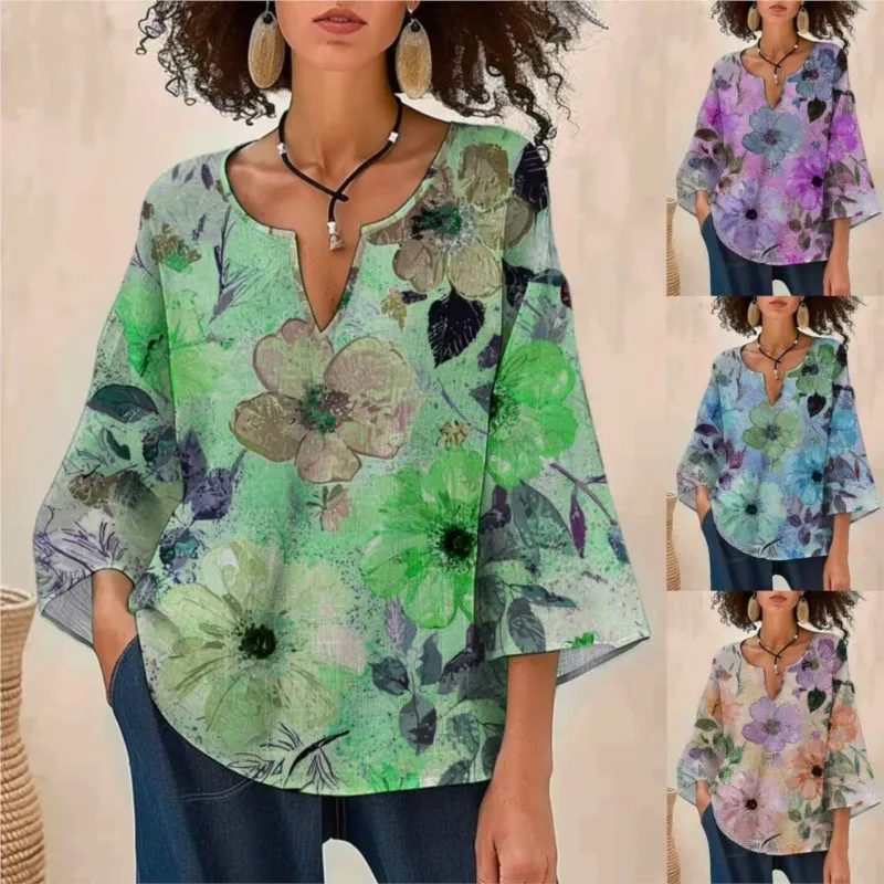 Summer Elegant Loose Blouse Women's Long Sleeve Print Casual Women Shirt Temperament Shirt Simple Tops Femal Streetwear New
Summer Elegant Loose Blouse Women's Long Sleeve Print Casual Women Shirt Temperament Shirt Simple Tops Femal Streetwear New