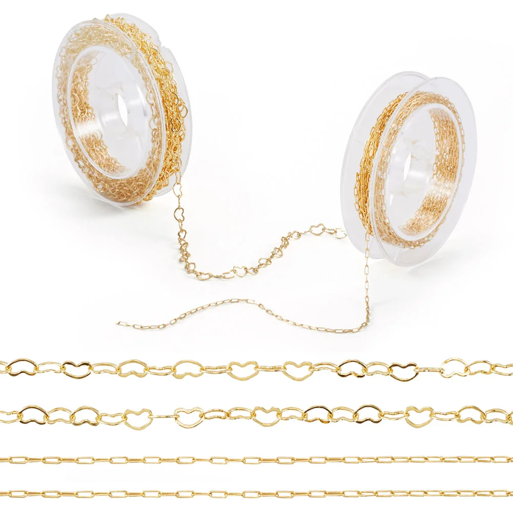 Heart Cable Brass Link Chain 2 Styles Real 14K Gold Plated Soldered Metal Chain Light Thin Jewelry Chain DIY Making Material
Heart Cable Brass Link Chain 2 Styles Real 14K Gold Plated Soldered Metal Chain Light Thin Jewelry Chain DIY Making Material