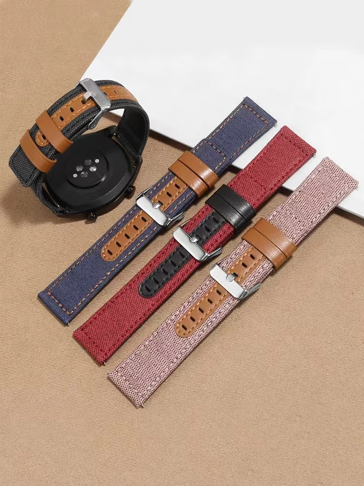 Canvas Leather Strap For Samsung Galaxy watch 3 45mm Gear S3 Huawei watch 46mm Sweatproof Watch Wristband For Amazfit GTR 47mm
Canvas Leather Strap For Samsung Galaxy watch 3 45mm Gear S3 Huawei watch 46mm Sweatproof Watch Wristband For Amazfit GTR 47mm