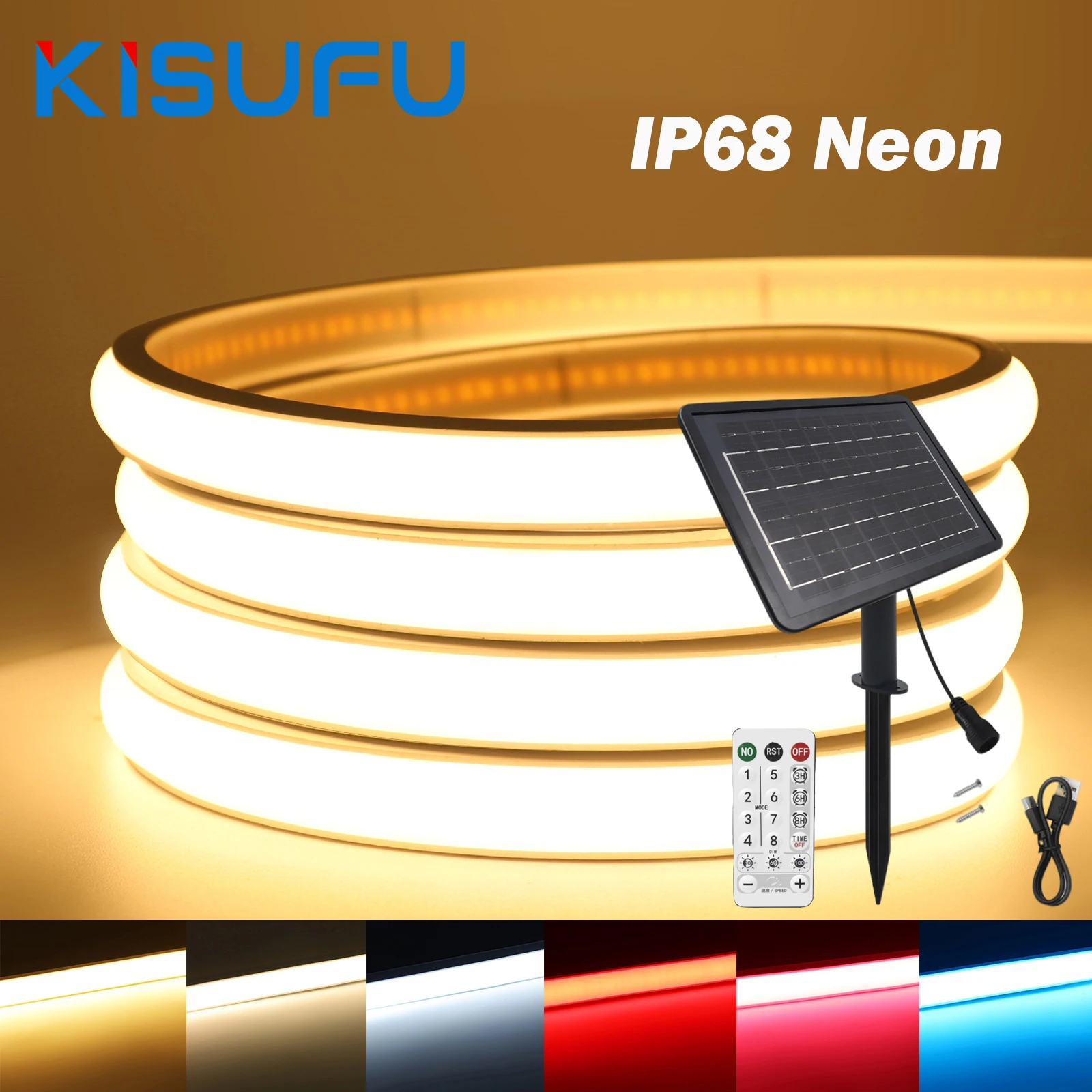 Solar Neon Light Strip 24V 8 Modes With Remote IP68 Waterproof White Natural Warm 320LEDs/M Flexible Ribbon Tape Outdoor Decor
Solar Neon Light Strip 24V 8 Modes With Remote IP68 Waterproof White Natural Warm 320LEDs/M Flexible Ribbon Tape Outdoor Decor