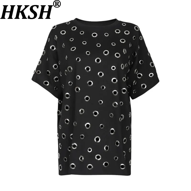 HKSH Summer New Women Stylish Personality High Street Metal Hollow Out Decoration T-Shirt Casual O-neck Short Sleeve Tops HK8163
HKSH Summer New Women Stylish Personality High Street Metal Hollow Out Decoration T-Shirt Casual O-neck Short Sleeve Tops HK8163
