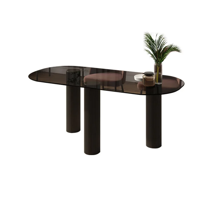 Nordic tempered glass dining table, light luxury transparent oval dining table
Nordic tempered glass dining table, light luxury transparent oval dining table