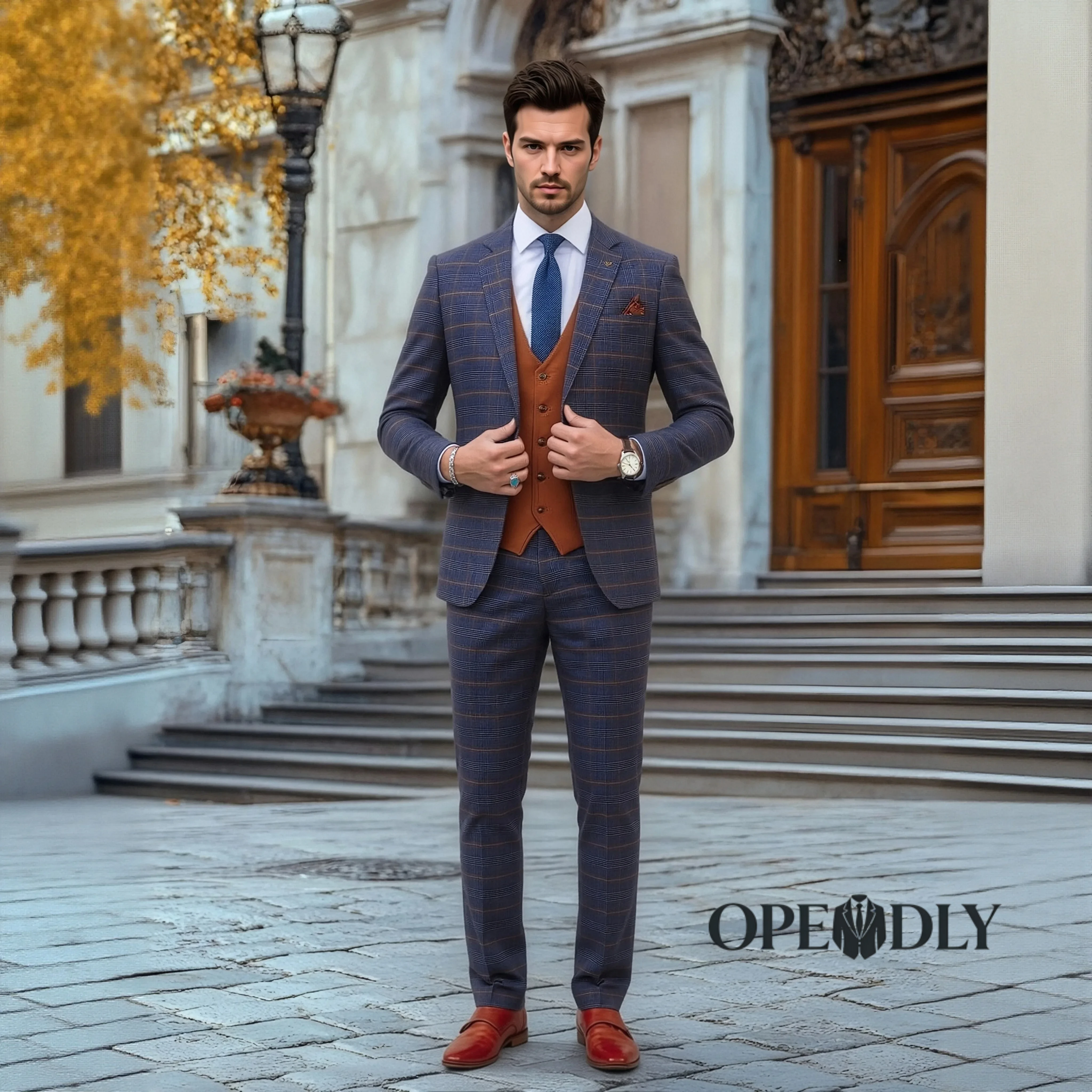 OPEODLY Men's Custom Tailored Three Piece Suit Slim Fit Tuxedo Set for Wedding Business Formal with Blazer Vest Pants
OPEODLY Men's Custom Tailored Three Piece Suit Slim Fit Tuxedo Set for Wedding Business Formal with Blazer Vest Pants