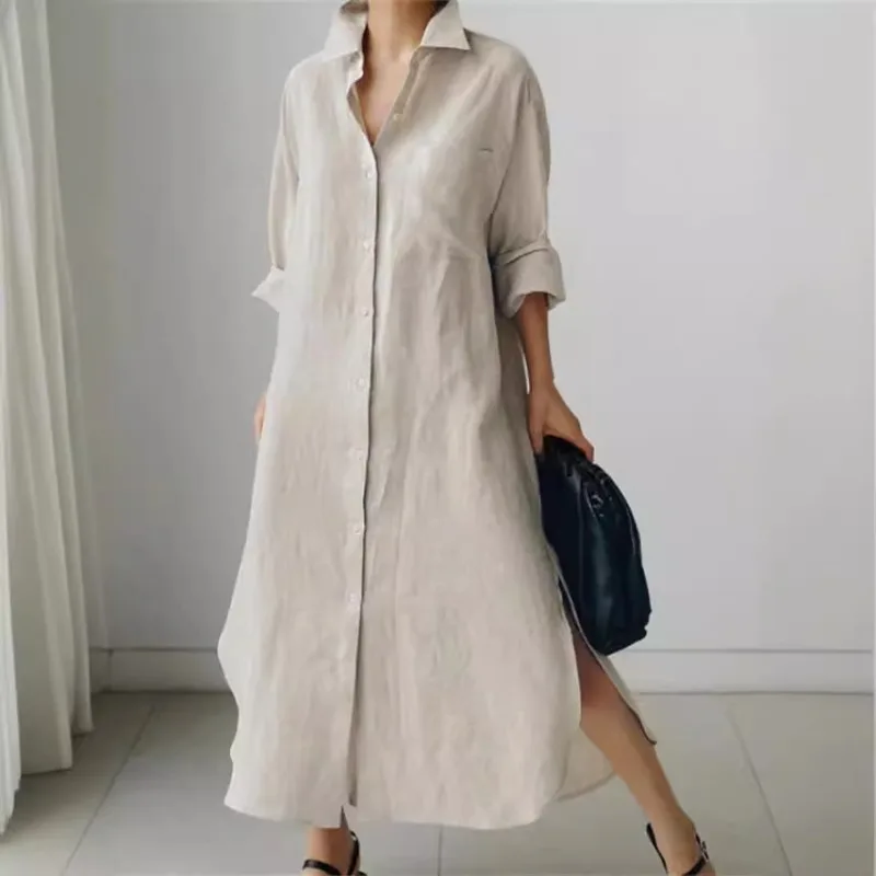 2026 Spring and Summer Cotton and Linen Shirt Skirt Loose Irregular Shirt Cardigan Long Dress
2026 Spring and Summer Cotton and Linen Shirt Skirt Loose Irregular Shirt Cardigan Long Dress