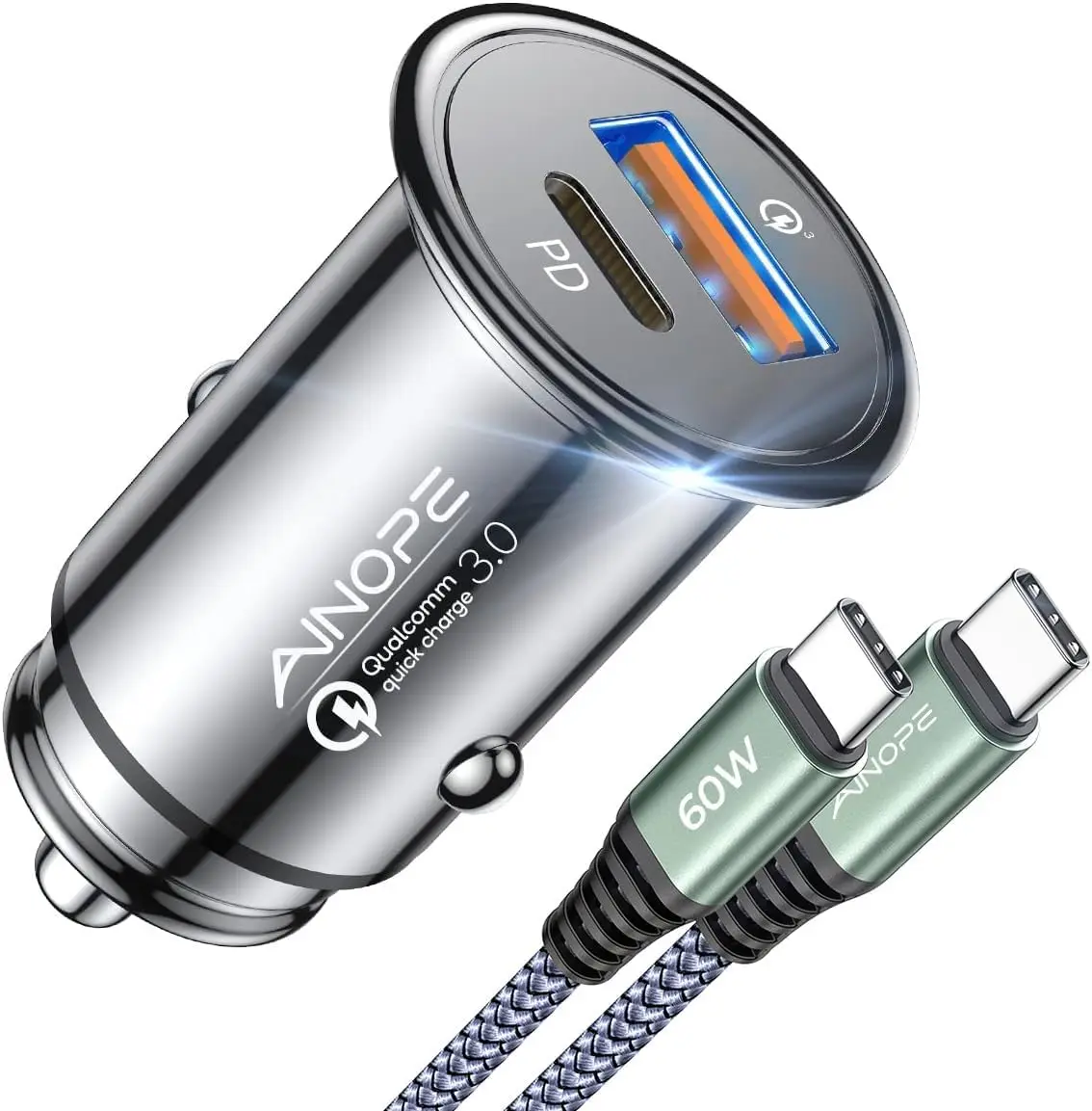 67.5W Car Charger USB C Fast Charge, PD 45W + QC 22.5W, Mini Metal Cigarette Lighter Adapter for iPhone 17 16 15 Pro Max, Samsung S26 S25
67.5W Car Charger USB C Fast Charge, PD 45W + QC 22.5W, Mini Metal Cigarette Lighter Adapter for iPhone 17 16 15 Pro Max, Samsung S26 S25