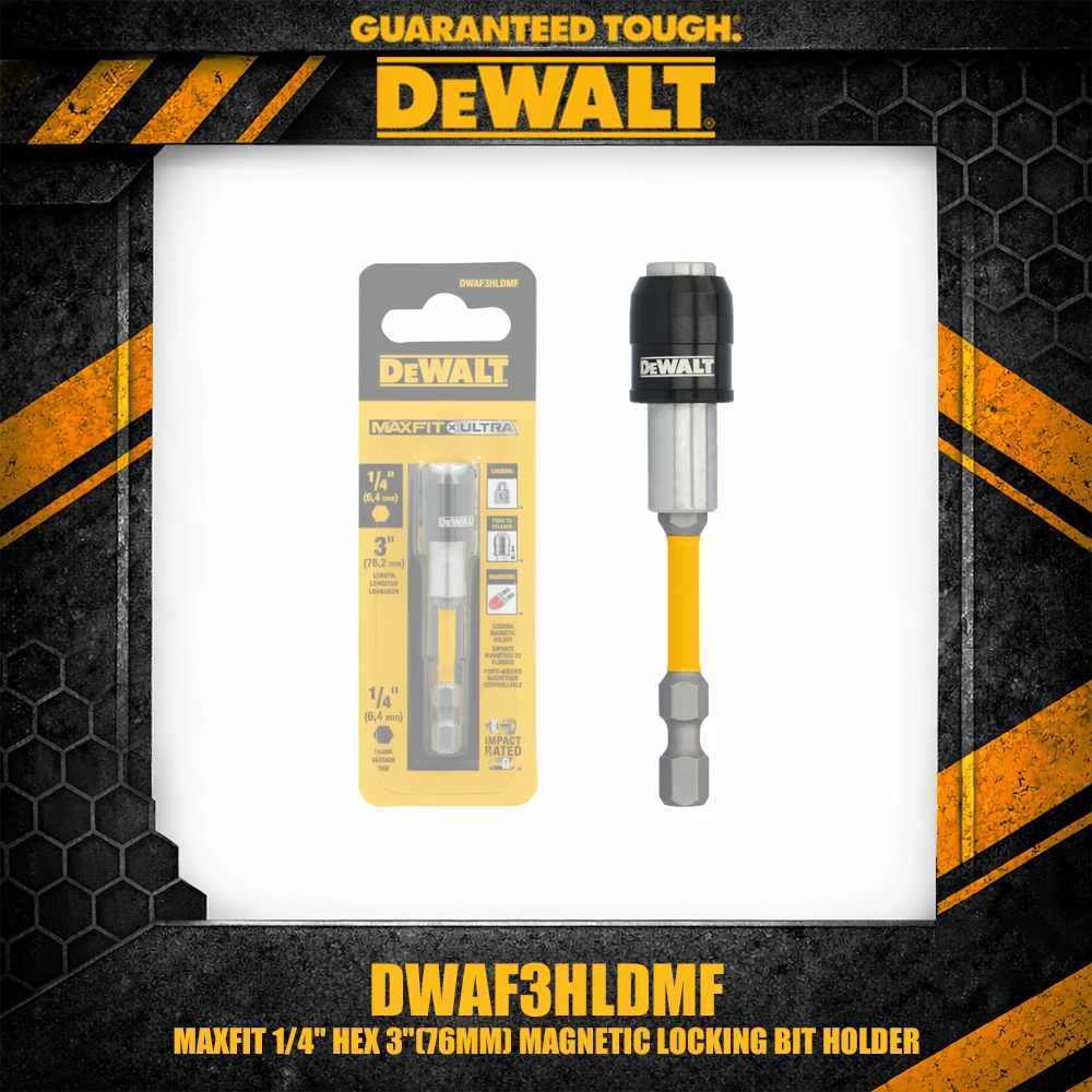 DEWALT DWAF3HLDMF MAXFIT 1/4" Hex 3"(76MM) Magnetic Locking Bit Holder Tool Accessories With Superior Grip And Performance
DEWALT DWAF3HLDMF MAXFIT 1/4" Hex 3"(76MM) Magnetic Locking Bit Holder Tool Accessories With Superior Grip And Performance