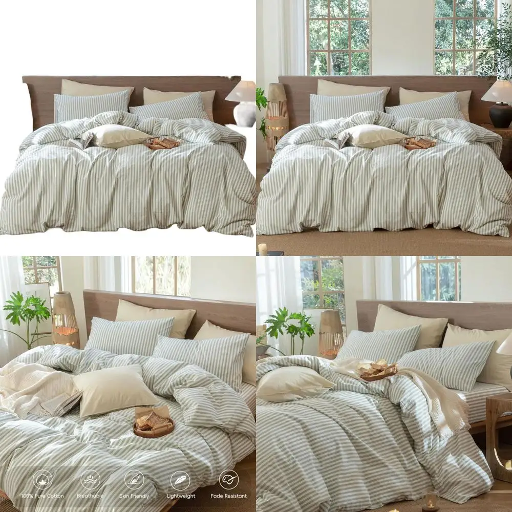 Комплект постельного белья из 100% хлопка в полоску - мягкий, дышащий, износостойкий (салатово-зеленый и белый, размер Queen 90x90)
Комплект постельного белья из 100% хлопка в полоску - мягкий, дышащий, износостойкий (салатово-зеленый и белый, размер Queen 90x90)