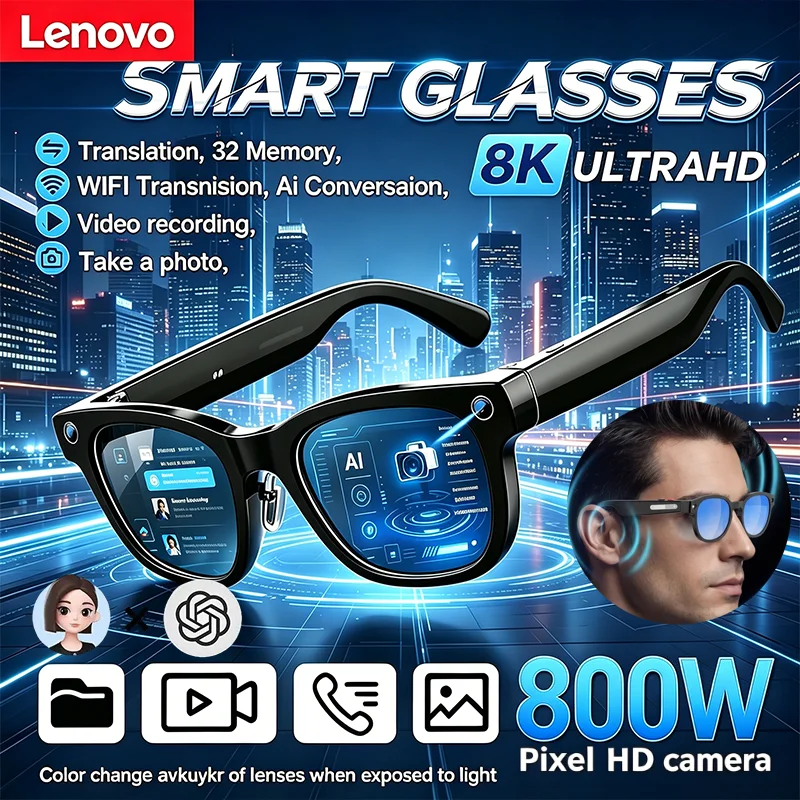 Lenovo 8K Shooting Image Smart AI Glasses 8MP HD Camera AI Translation Bluetooth Call Recording Music Smart SunglassesGifts 2026
Lenovo 8K Shooting Image Smart AI Glasses 8MP HD Camera AI Translation Bluetooth Call Recording Music Smart SunglassesGifts 2026