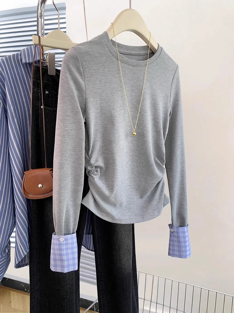 Long-Sleeved T-Shirt Women Autumn New Fake Two-Piece Short Slim Fit Tops Design Sense Niche Pullover Fashion O-neck T-shirt
Long-Sleeved T-Shirt Women Autumn New Fake Two-Piece Short Slim Fit Tops Design Sense Niche Pullover Fashion O-neck T-shirt
