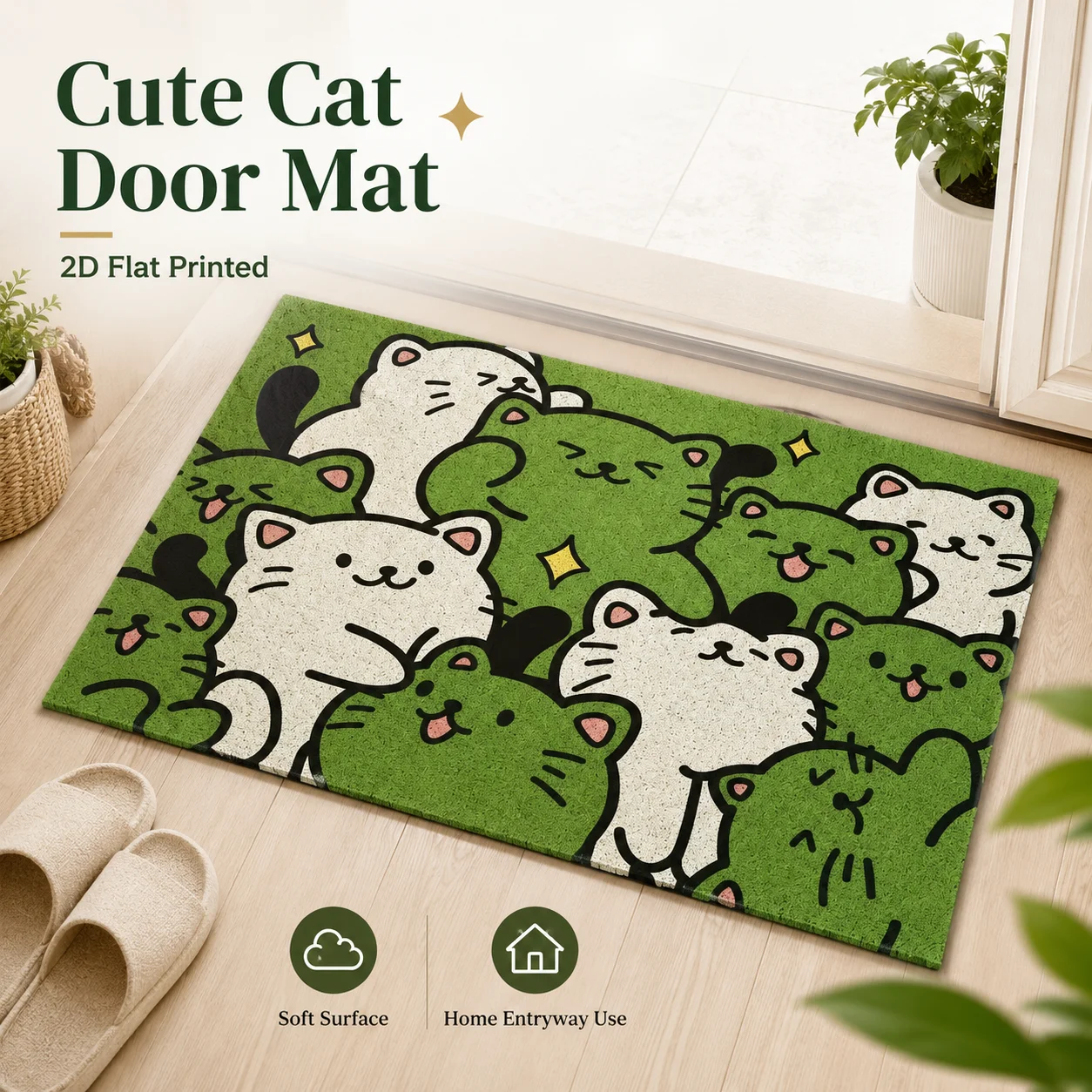 Kawaii Green Cat 2D Flat Printed Felt Floor Mat Soft Bathroom Rug Cartoon Animal Bedroom Carpet Anti-Slip Home Entryway Door Mat
Kawaii Green Cat 2D Flat Printed Felt Floor Mat Soft Bathroom Rug Cartoon Animal Bedroom Carpet Anti-Slip Home Entryway Door Mat