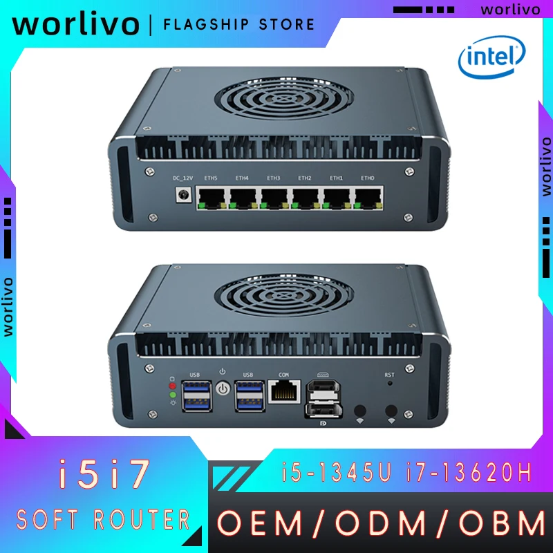 G31F Pfsense Industrial Mini Pc Fan Cooling 6 Lan Ports Intel Core I7-13620H I5-1345U 10 Cores Firewall Soft Router Routing
G31F Pfsense Industrial Mini Pc Fan Cooling 6 Lan Ports Intel Core I7-13620H I5-1345U 10 Cores Firewall Soft Router Routing