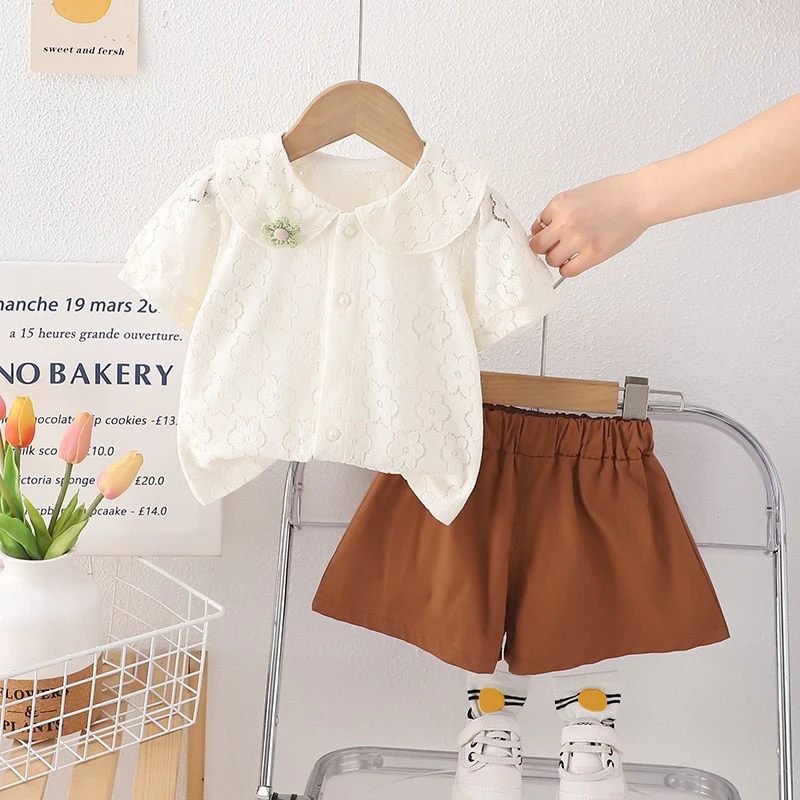 Summer Children Clothing Sets for Baby Girls Floral Shirt Shorts 2 Pieces Suit Kids Lace Princess Clothes Toddler Infant Outfits
Summer Children Clothing Sets for Baby Girls Floral Shirt Shorts 2 Pieces Suit Kids Lace Princess Clothes Toddler Infant Outfits