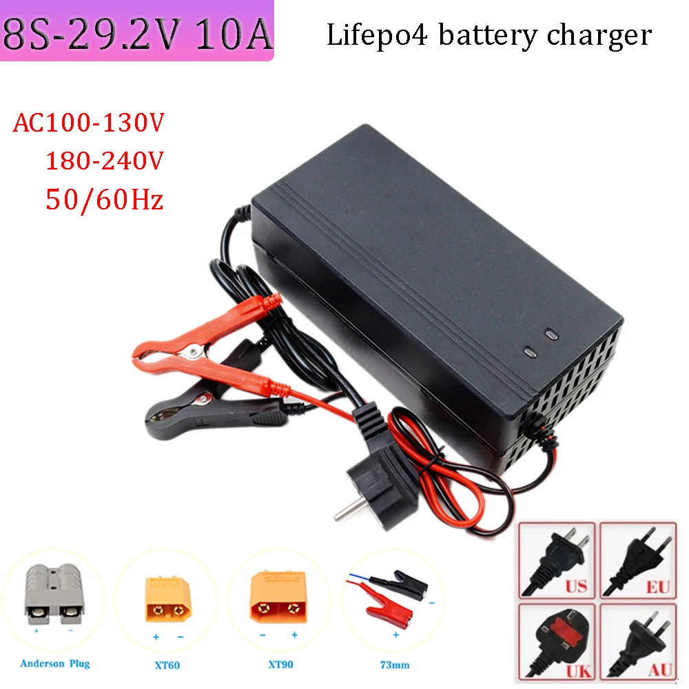 NEW 29.2V 10A LiFePO4 Battery Smart Charger 24V 10A Lithium iron Cells AC110/220V For 8S Lifepo4 battery pack Fast Charger
NEW 29.2V 10A LiFePO4 Battery Smart Charger 24V 10A Lithium iron Cells AC110/220V For 8S Lifepo4 battery pack Fast Charger