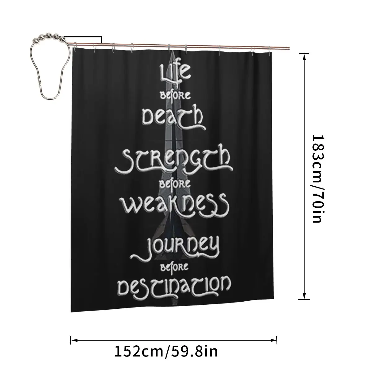 Strength Before Weakness, Journey Before Destination Shower Curtain Bathroom Polyester Waterproof Bath Curtains with Hooks
Strength Before Weakness, Journey Before Destination Shower Curtain Bathroom Polyester Waterproof Bath Curtains with Hooks