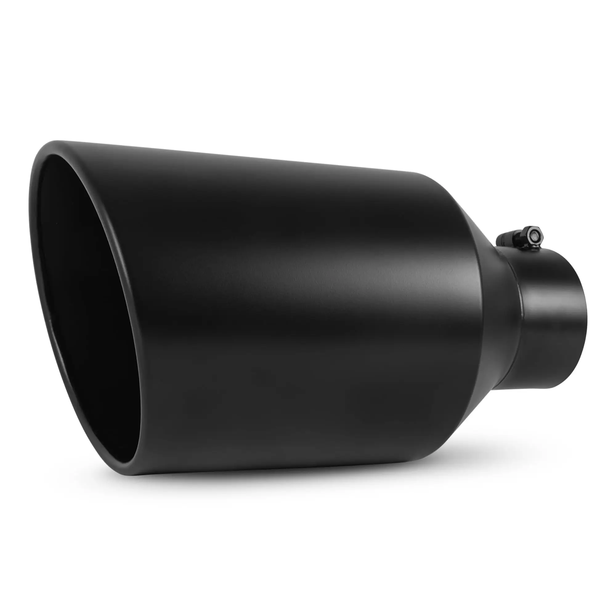 Black Powder Coated Stainless Steel Exhaust Tip: 4 Inch Inlet, 8 Inch Outlet, 15 Inch Length, Rolled Edge, Angled Cut, Bolt-On
Black Powder Coated Stainless Steel Exhaust Tip: 4 Inch Inlet, 8 Inch Outlet, 15 Inch Length, Rolled Edge, Angled Cut, Bolt-On