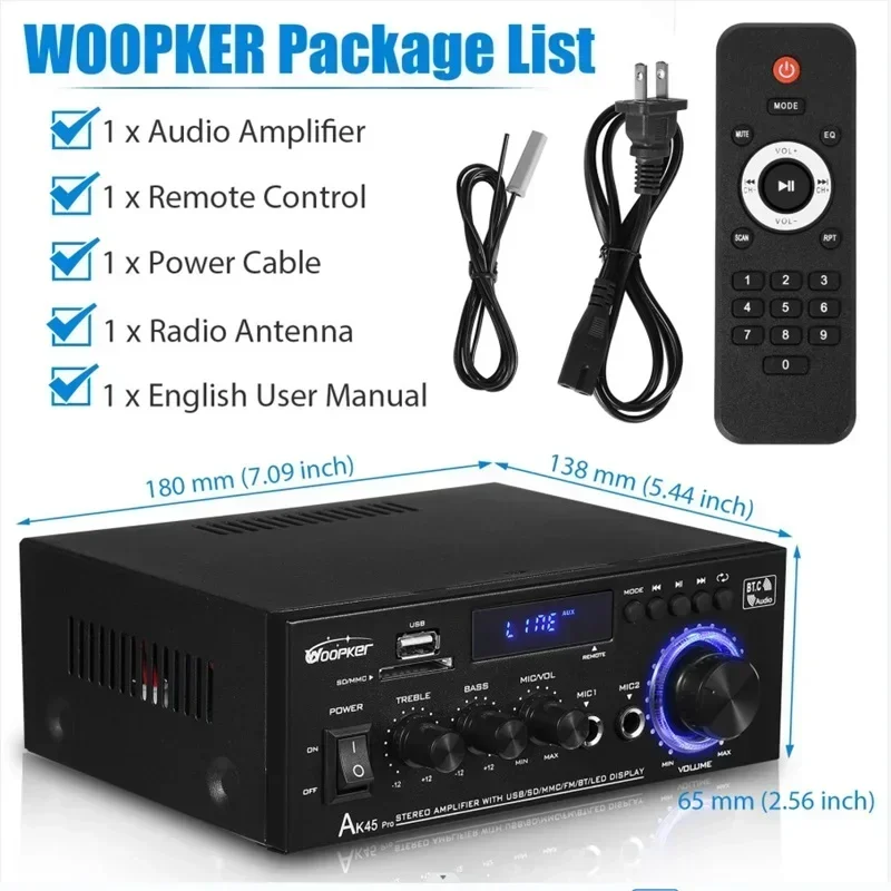 Цифровой Hi-Fi усилитель AK45 Pro, максимальная мощность 820 Вт, канал 2,0, поддержка Bluetooth, объемный звук, усилитель, Поддержка динамика
Цифровой Hi-Fi усилитель AK45 Pro, максимальная мощность 820 Вт, канал 2,0, поддержка Bluetooth, объемный звук, усилитель, Поддержка динамика