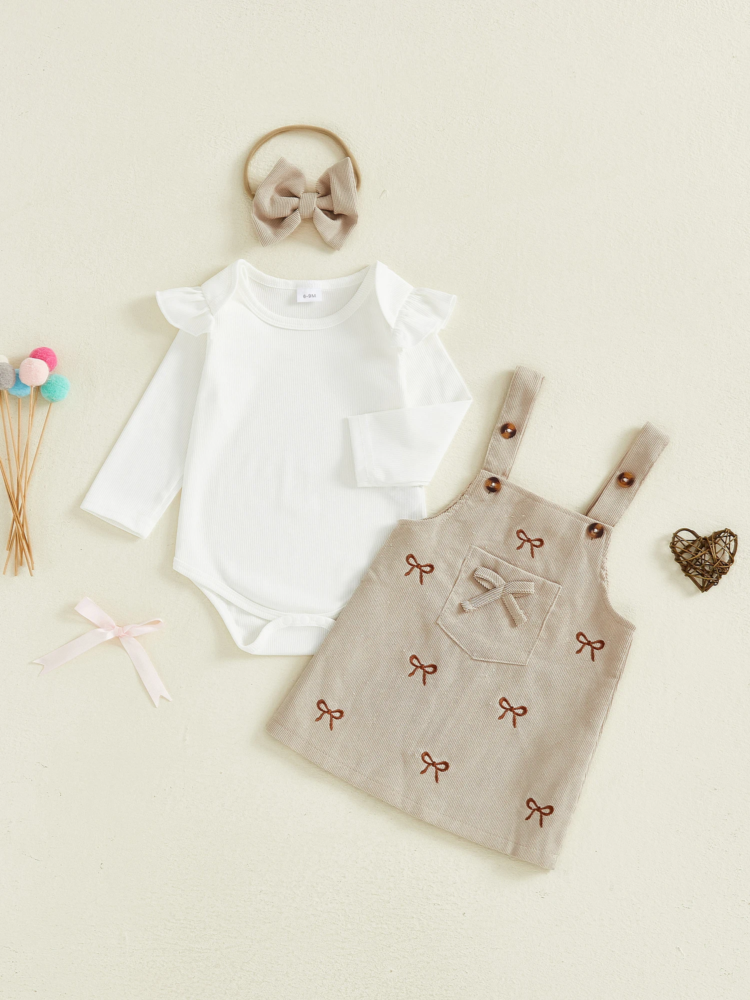 3Pcs Toddler Girl Clothing Set Long Sleeve Ruffle Romper Tops Overall Dress and Headband Outfit for Baby Girl
3Pcs Toddler Girl Clothing Set Long Sleeve Ruffle Romper Tops Overall Dress and Headband Outfit for Baby Girl