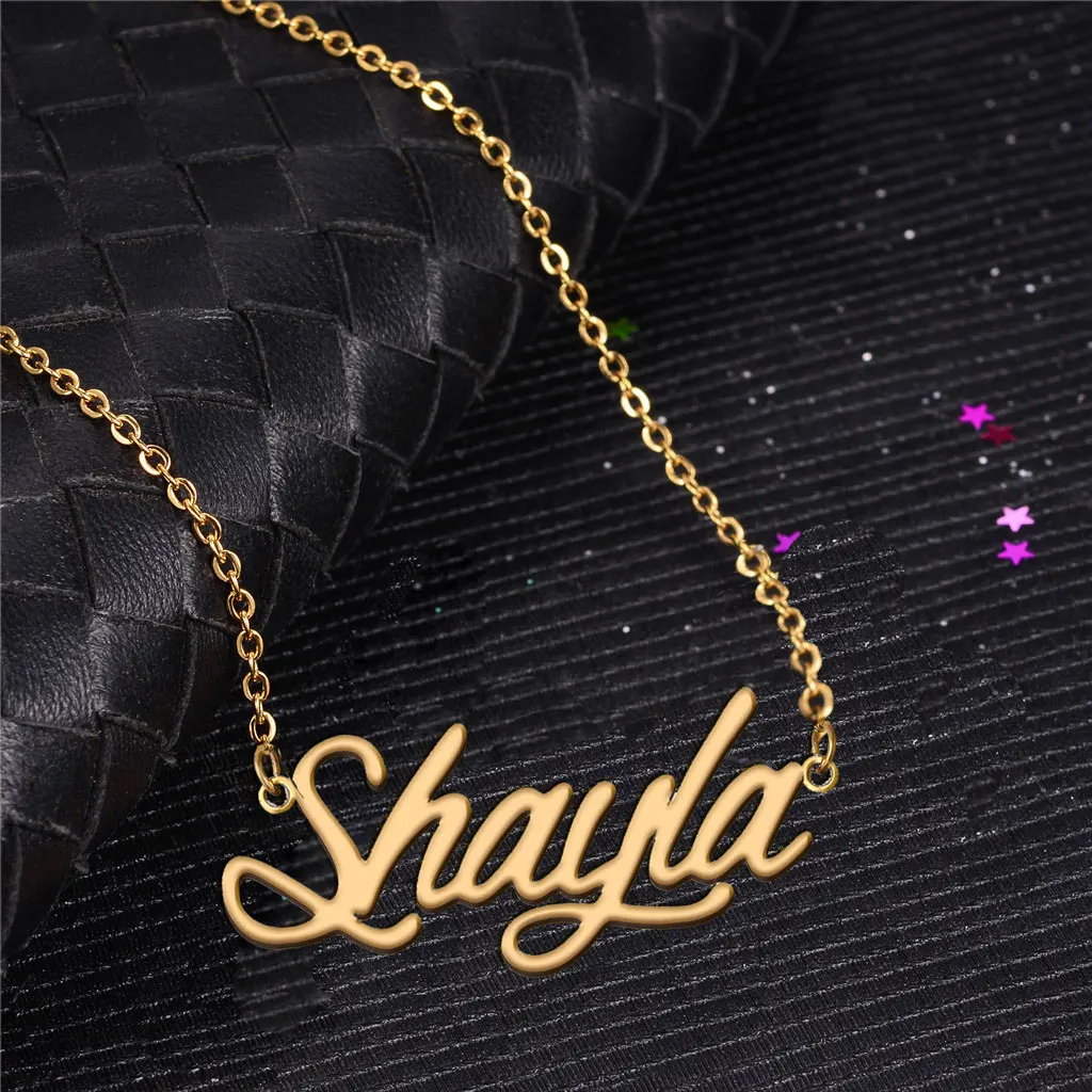 Shayla Name Necklace Personalised Gold Plated for Women Lightweight Nameplate Stainless Steel Daily Wear for Mom Birthday Gift
Shayla Name Necklace Personalised Gold Plated for Women Lightweight Nameplate Stainless Steel Daily Wear for Mom Birthday Gift