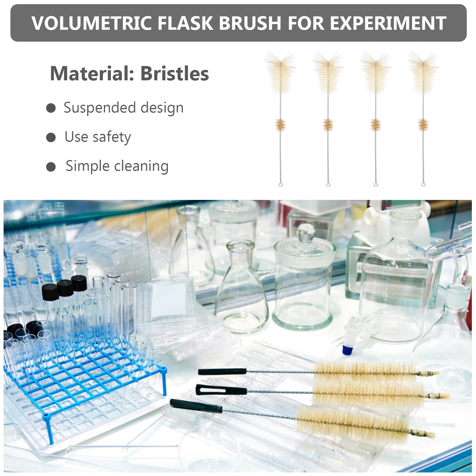 4pcs Capacity Bottle Brush Tube Cleaner Premium Bristles Wall Hanging Design For Laboratory Glass Tube Teaching
4pcs Capacity Bottle Brush Tube Cleaner Premium Bristles Wall Hanging Design For Laboratory Glass Tube Teaching