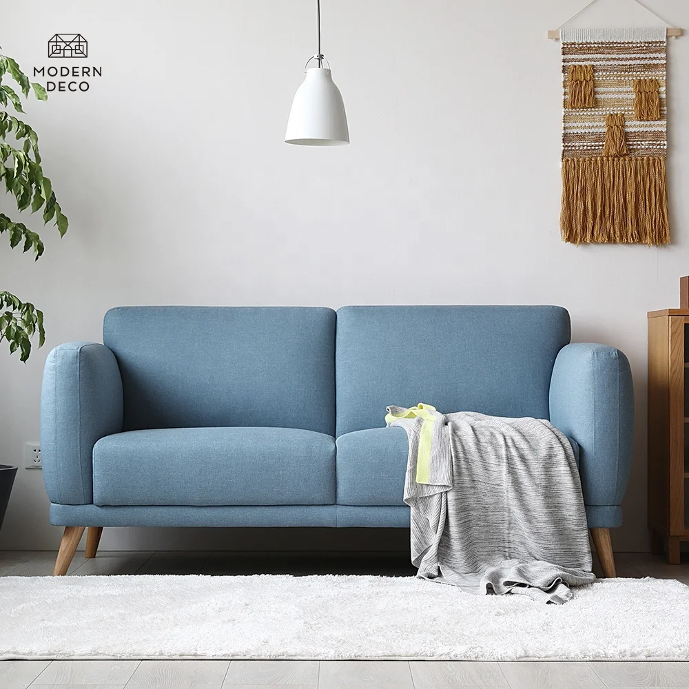 Modern Blue 2 Seater Fabric Sofa with Wooden Legs Upholstery Interior Living Room Furniture
Modern Blue 2 Seater Fabric Sofa with Wooden Legs Upholstery Interior Living Room Furniture