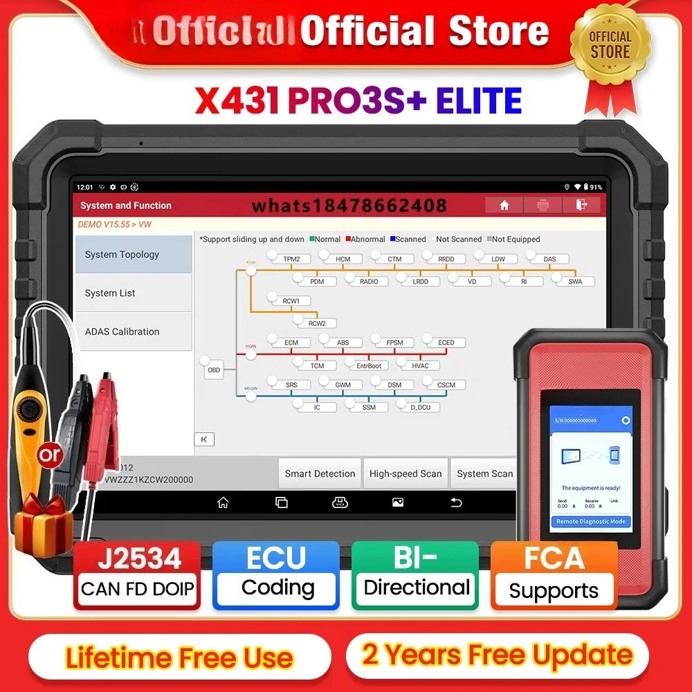 X431 PRO3S+ ELITE Smartlink Bidirectional Diagnostic Scan Tool with J2534 Coding CANFD DOIP FCA Car OBD2 Scanner
X431 PRO3S+ ELITE Smartlink Bidirectional Diagnostic Scan Tool with J2534 Coding CANFD DOIP FCA Car OBD2 Scanner