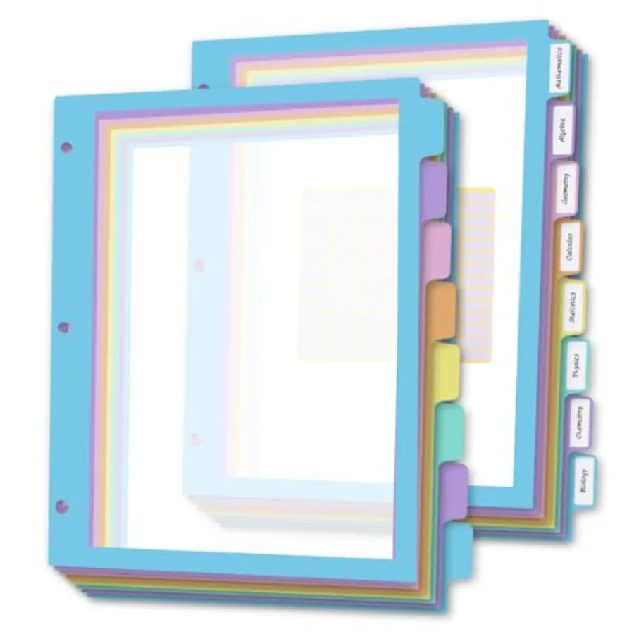 16Pcs/2 Set Dividers, Clear Plastic Binder Dividers with Tabs, for 3 Ring Binder, Letter Size, Multicolor
16Pcs/2 Set Dividers, Clear Plastic Binder Dividers with Tabs, for 3 Ring Binder, Letter Size, Multicolor