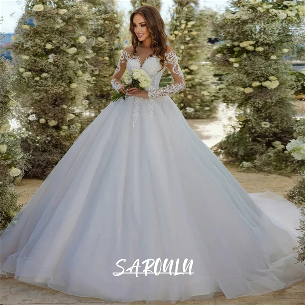 Luxury Lace Wedding Gown with Full Illusion Sleeves Ball Gown Bride Dresses Main Court Bridal Gown Vetidos De Novia
Luxury Lace Wedding Gown with Full Illusion Sleeves Ball Gown Bride Dresses Main Court Bridal Gown Vetidos De Novia