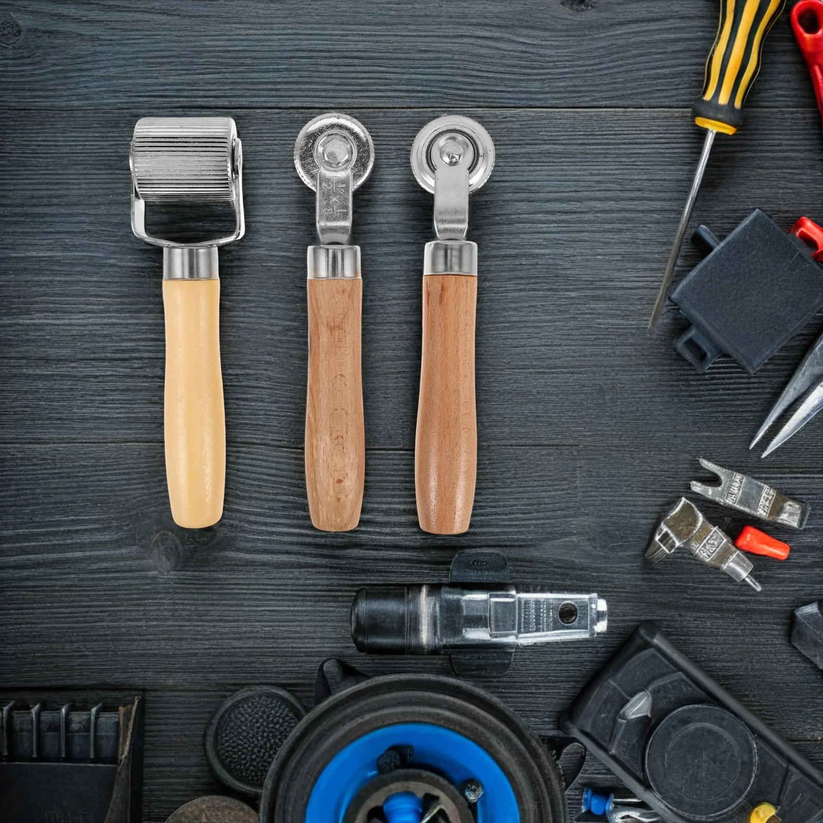 3Pcs Automotive Tire Patch Roller Wooden Grip Metal Car Sound Deadener Tool Noise Reduction Soundproofing Installation Wheel
3Pcs Automotive Tire Patch Roller Wooden Grip Metal Car Sound Deadener Tool Noise Reduction Soundproofing Installation Wheel