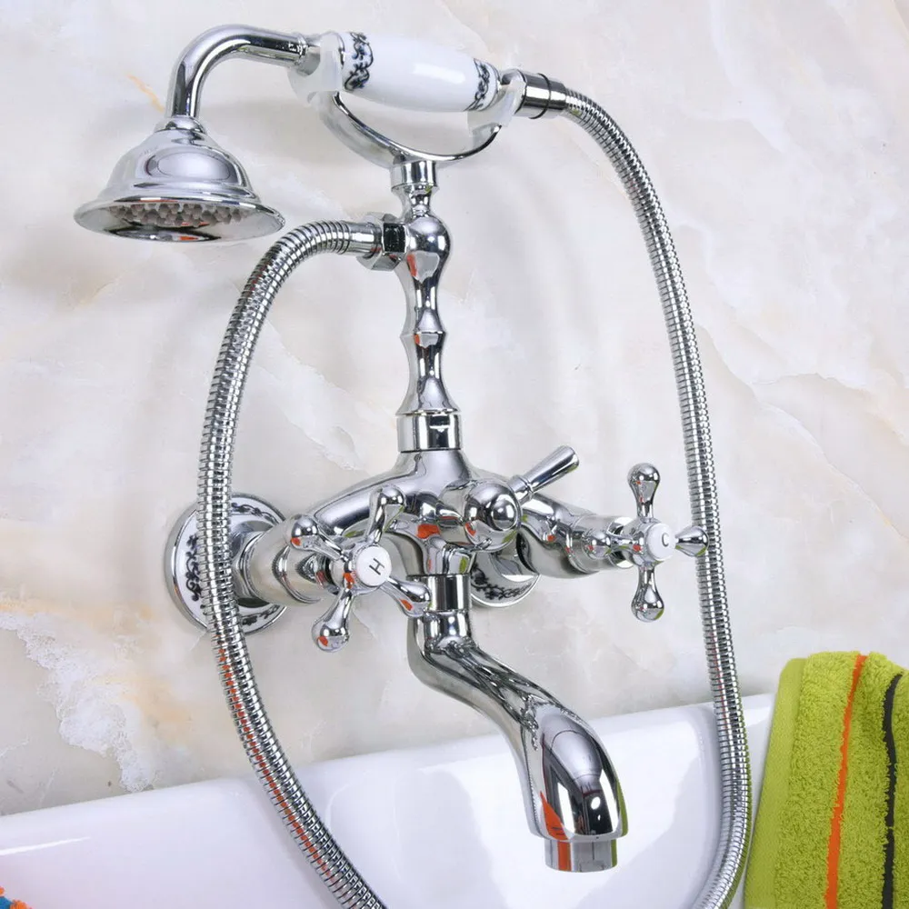 Bathtub Faucets Luxury Chrome Brass Bathroom Faucet Mixer Tap Wall Mounted Hand Held Shower Head Kit Shower Faucet Sets
Bathtub Faucets Luxury Chrome Brass Bathroom Faucet Mixer Tap Wall Mounted Hand Held Shower Head Kit Shower Faucet Sets