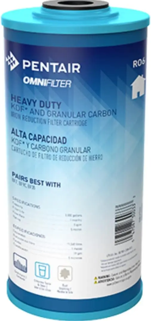 10-Inch Whole House Water Filter Cartridge, Heavy Duty Big Blue with KDF and Carbon for Iron Reduction, 5 Micron
10-Inch Whole House Water Filter Cartridge, Heavy Duty Big Blue with KDF and Carbon for Iron Reduction, 5 Micron