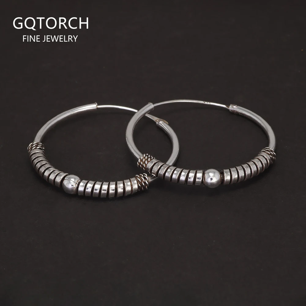 18mm 24mm 30mm 925 Sterling Silver Round Circle Earrings Vintage Punk Women Men Hoop Earrings With Silver Bead Handmade Jewelry
18mm 24mm 30mm 925 Sterling Silver Round Circle Earrings Vintage Punk Women Men Hoop Earrings With Silver Bead Handmade Jewelry