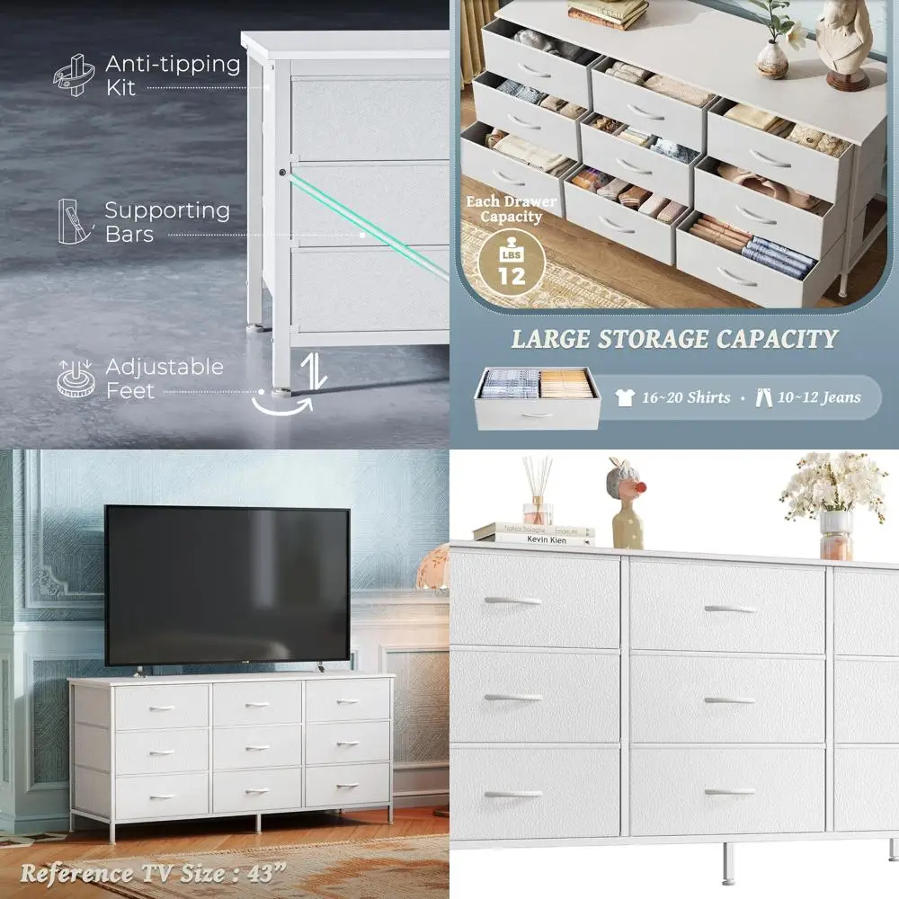 Комод из белой ткани с ящиками, хранилище с 9 ящиками, 47 подставок для телевизоров 50–55 телевизоров, развлекательный центр
Комод из белой ткани с ящиками, хранилище с 9 ящиками, 47 подставок для телевизоров 50–55 телевизоров, развлекательный центр