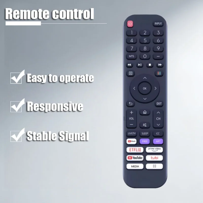 EN2C30H Remote Control for Hisense TVs Compatible with Models 65H77G 55V6G 43H77G 65A6050GMV 55A60GV - Replacement TV Remote
EN2C30H Remote Control for Hisense TVs Compatible with Models 65H77G 55V6G 43H77G 65A6050GMV 55A60GV - Replacement TV Remote