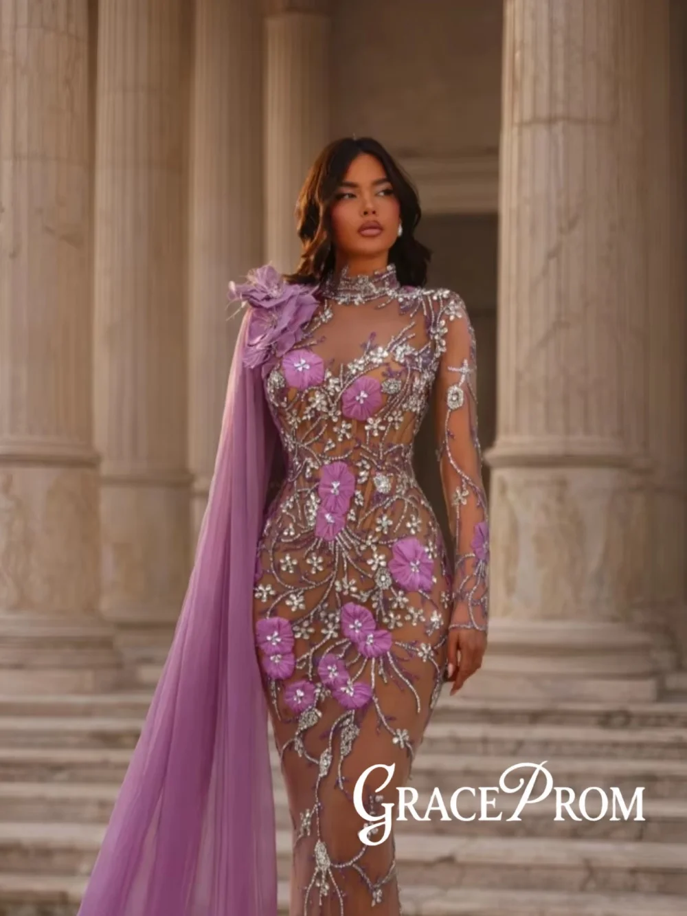 2026 New Silver Crystal Evening Dress 3D Floral Purple Illusion Wedding Party Gowns Customized Luxury Elegant Banquet Gowns
2026 New Silver Crystal Evening Dress 3D Floral Purple Illusion Wedding Party Gowns Customized Luxury Elegant Banquet Gowns