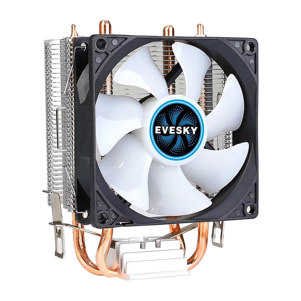 RGB Cooler Fan 2 Heat Pipe 9cm CPU Cooling Fan Hydraulic Bearings Colorful Light Effect Mute Computer Accessories for INTEL AMD
RGB Cooler Fan 2 Heat Pipe 9cm CPU Cooling Fan Hydraulic Bearings Colorful Light Effect Mute Computer Accessories for INTEL AMD