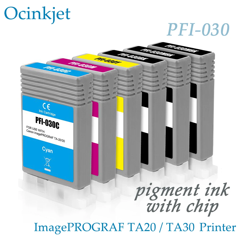 OCINKJET For PFI-030 compatible ink Tank PFI 030 cartridge for Canon imagePROGRAF TA20 / TA30 Printer with pigment ink
OCINKJET For PFI-030 compatible ink Tank PFI 030 cartridge for Canon imagePROGRAF TA20 / TA30 Printer with pigment ink