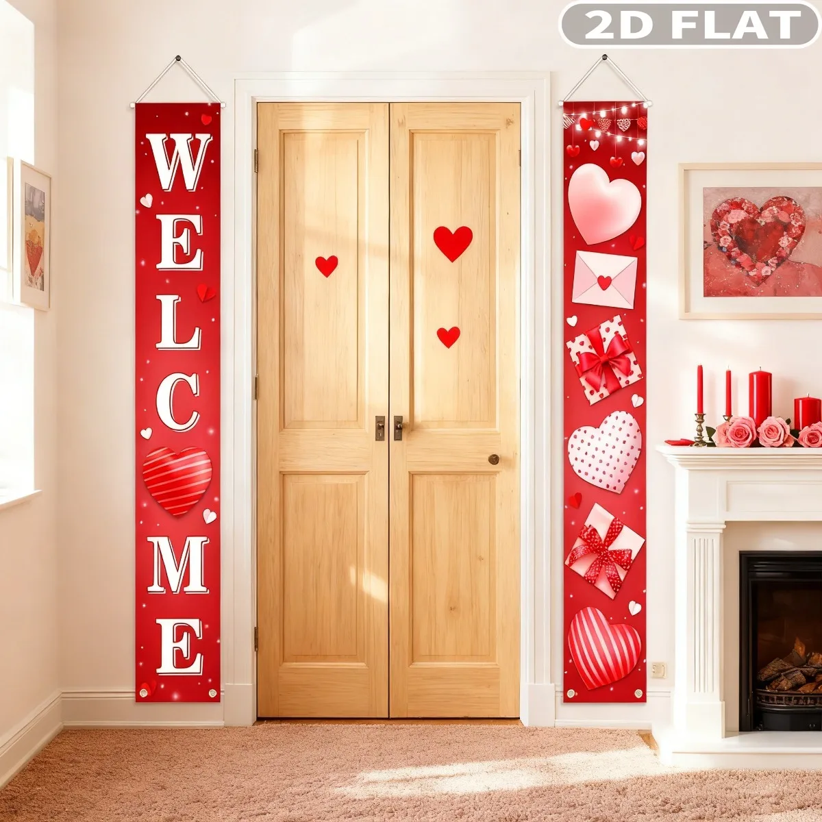 1 pair Valentine's Day Door Banner Hanging Decor with Suspension Rods and Ropes, 1x6 FT Welcome Porch Banners Valentines Day
1 pair Valentine's Day Door Banner Hanging Decor with Suspension Rods and Ropes, 1x6 FT Welcome Porch Banners Valentines Day