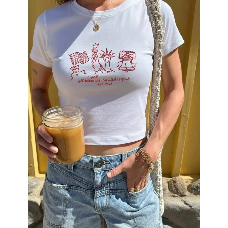 【New Arrival】Patriotic Goose Liberty Landmarks "All Men Are Created Equal" Form-Fitting Baby Tee
【New Arrival】Patriotic Goose Liberty Landmarks "All Men Are Created Equal" Form-Fitting Baby Tee