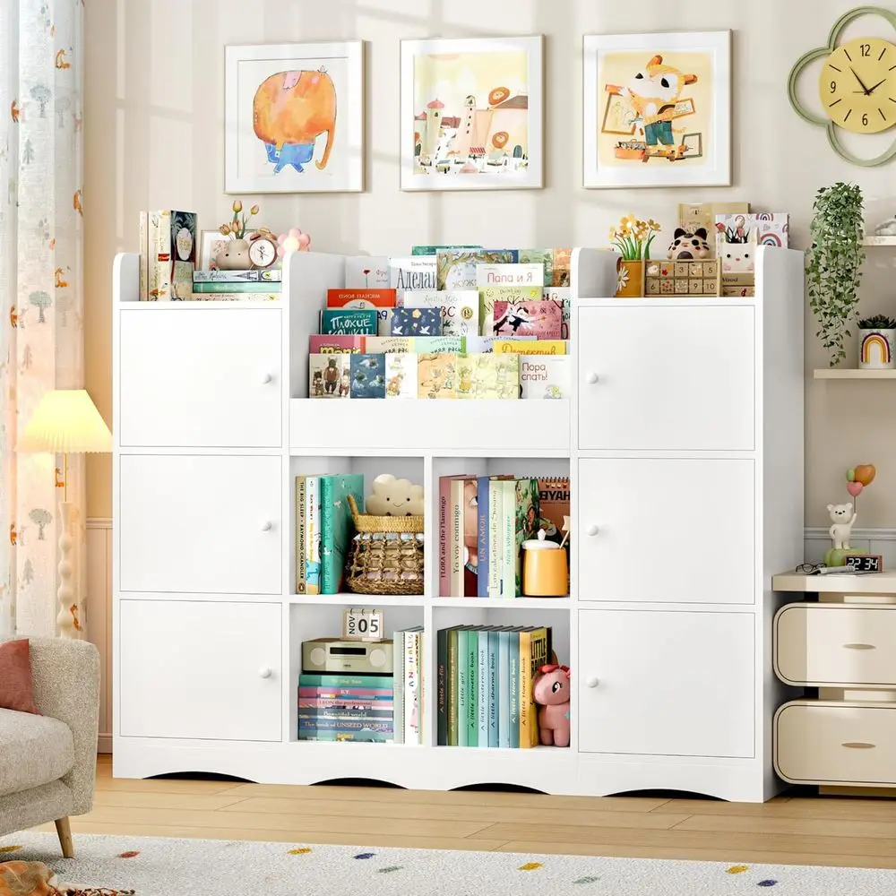 Large 55 Kids Toy Organizer with 10 Cubbies and 4-Tier Shelves, White
Large 55 Kids Toy Organizer with 10 Cubbies and 4-Tier Shelves, White