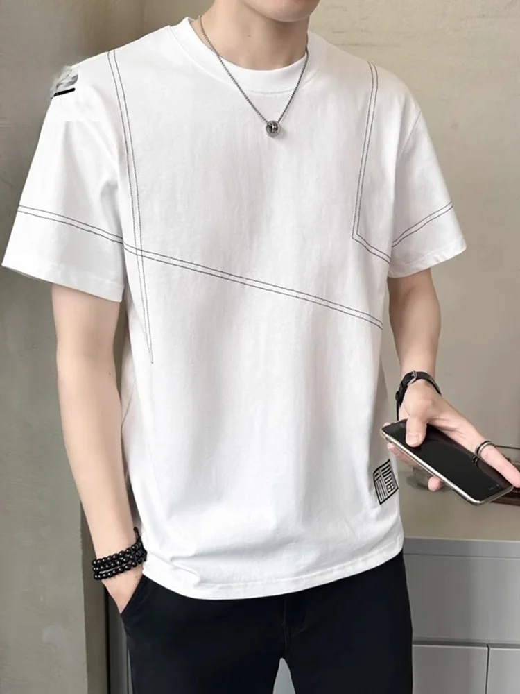 Мужская футболка с коротким рукавом, летняя, тонкая, свободного кроя, с круглым вырезом, повседневная, универсальная, хлопковая, молодежная, модная, базовая.
Мужская футболка с коротким рукавом, летняя, тонкая, свободного кроя, с круглым вырезом, повседневная, универсальная, хлопковая, молодежная, модная, базовая.