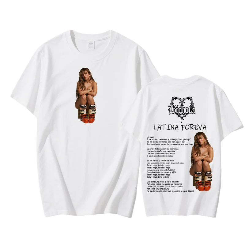 KAROL G - LATINA FOREVA 2025NEW Топы в стиле хип-хоп, 100% хлопок, футболка с круглым вырезом и графическим принтом, унисекс, мягкая одежда для подростков, футболка высокого качества
KAROL G - LATINA FOREVA 2025NEW Топы в стиле хип-хоп, 100% хлопок, футболка с круглым вырезом и графическим принтом, унисекс, мягкая одежда для подростков, футболка высокого качества